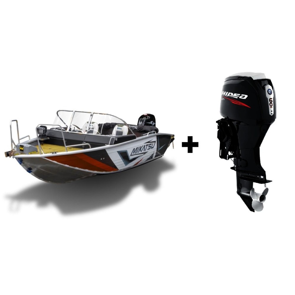 Комплект Алюминиевая лодка (катер) Mikatsu (Микатсу) 475 (Z43) Sport + мотор Hidea HDEF60FUEL-T EFI
