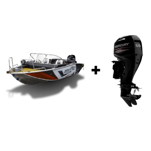 Комплект Алюминиевая лодка (катер) Mikatsu (Микатсу) 470 (Z43) Premium + мотор Mercury ME F60 ELPT EFI