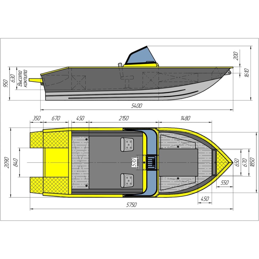 Катер-лодка алюминиевая ТРИЕРА 540 Боурайдер Комфорт