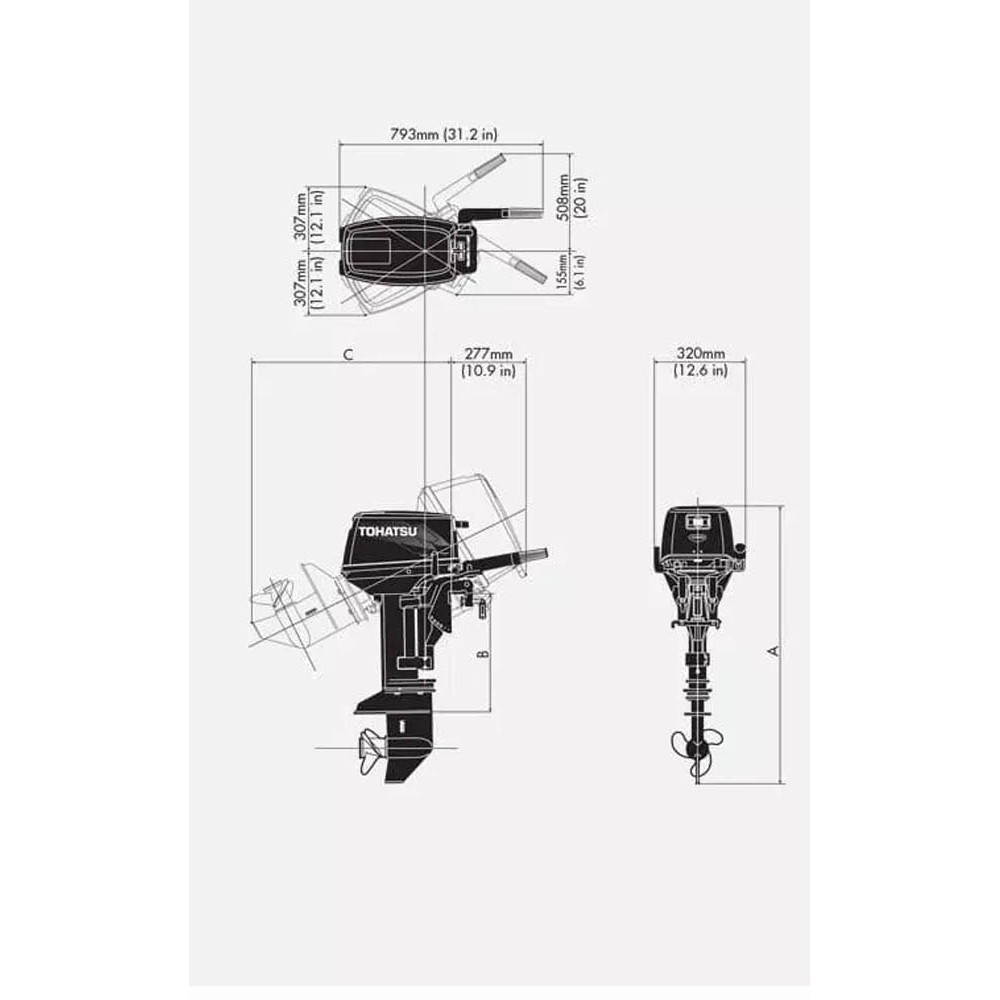 2х-тактный лодочный мотор TOHATSU M 9.8 B S