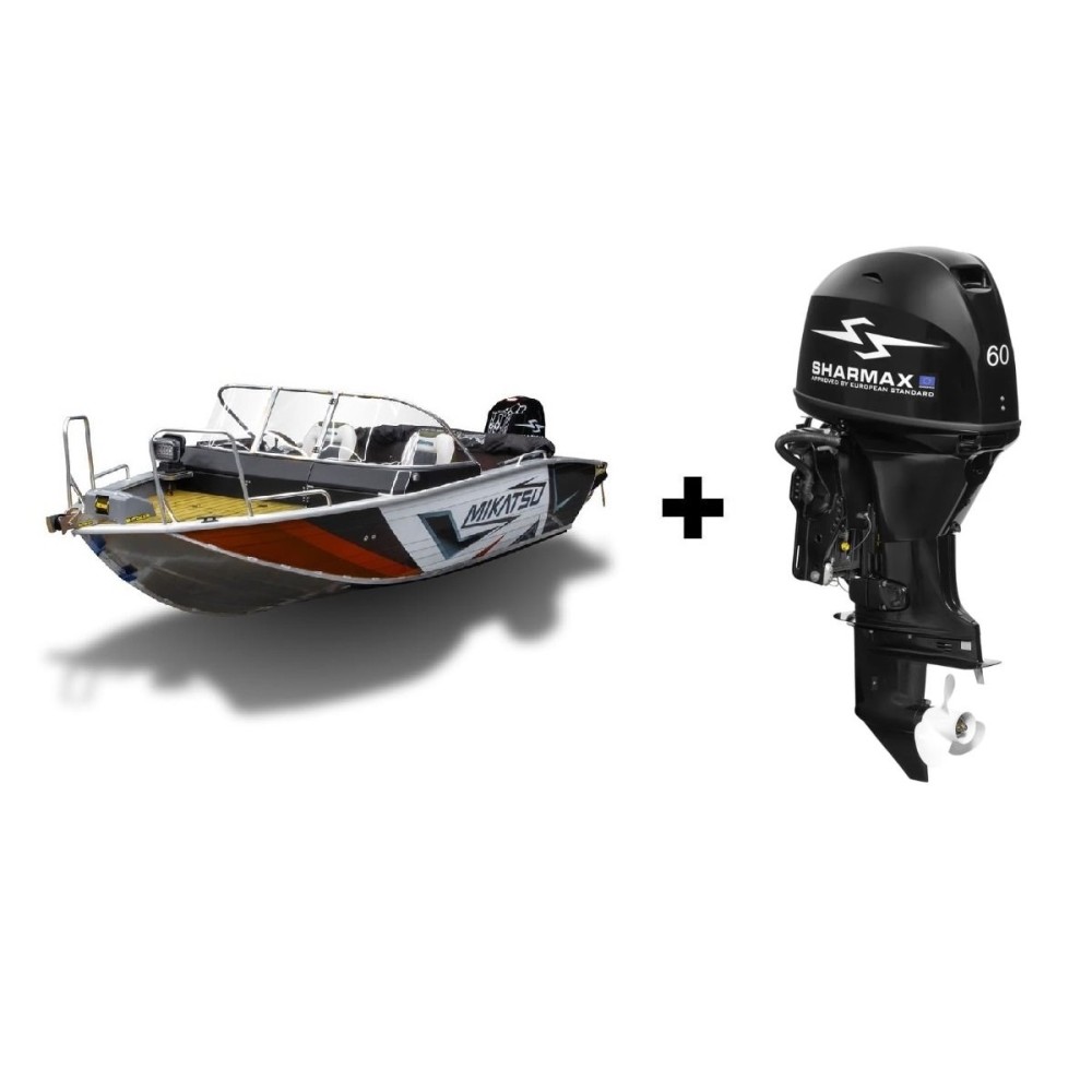 Комплект Алюминиевая лодка (катер) Mikatsu (Микатсу) 470 (Z43) Sport + мотор Sharmax SMF60FEL-T EFI