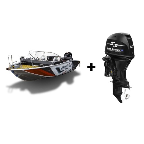 Комплект Алюминиевая лодка (катер) Mikatsu (Микатсу) 470 (Z43) Sport + мотор Sharmax SMF60FEL-T EFI