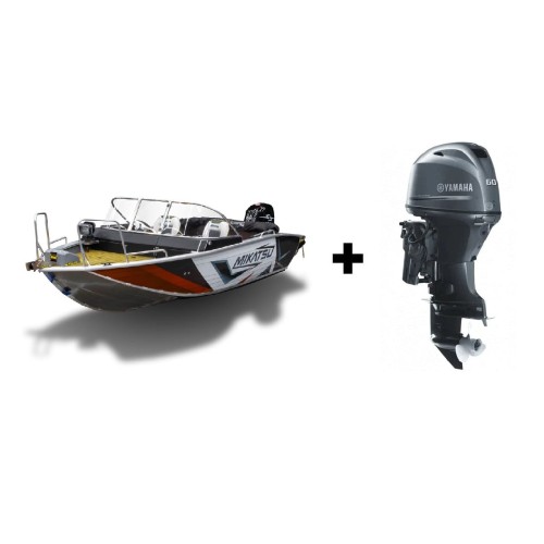 Комплект Алюминиевая лодка (катер) Mikatsu (Микатсу) 470 (Z43) Premium + мотор Yamaha F60FETL