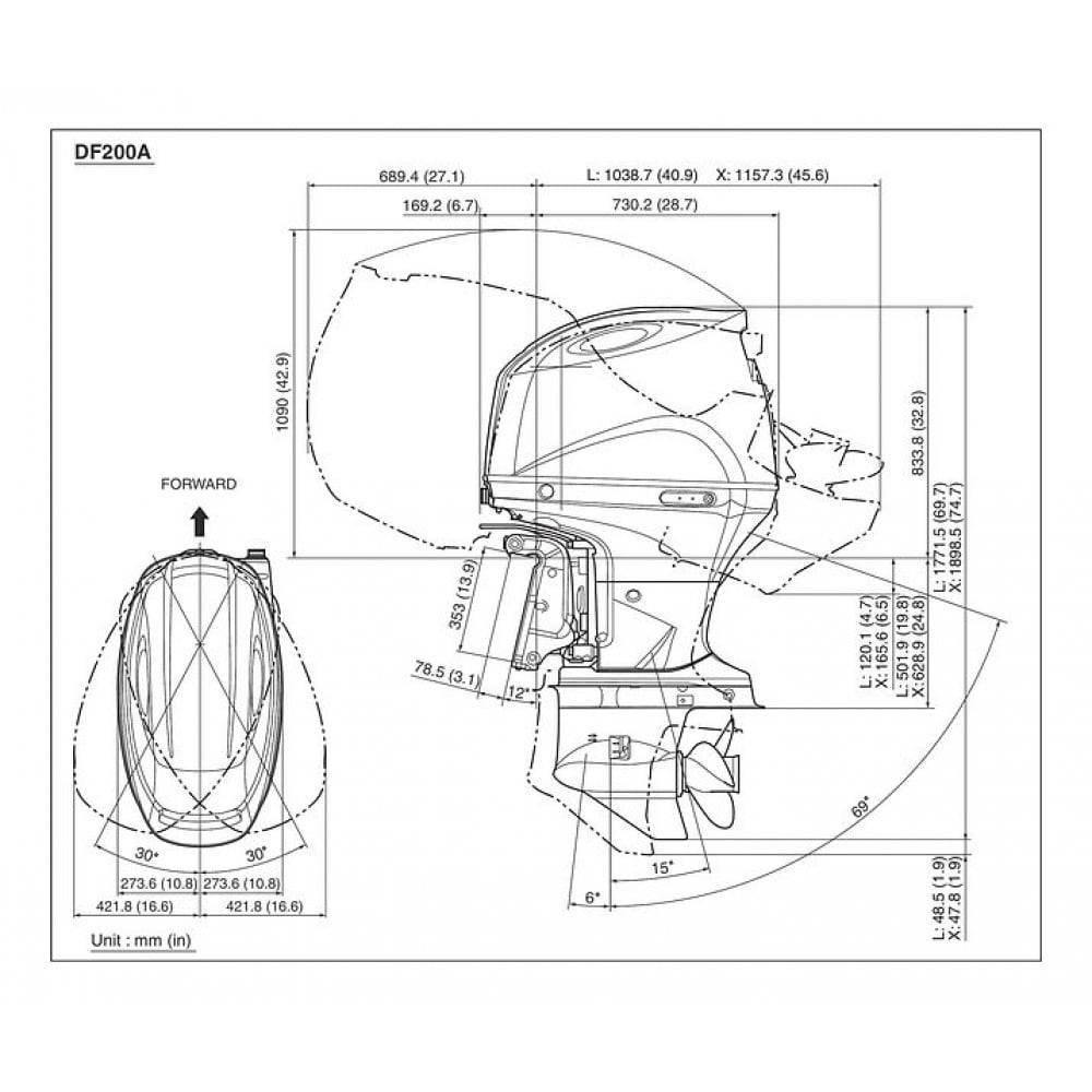 4х-тактный лодочный мотор SUZUKI DF 200 AZL