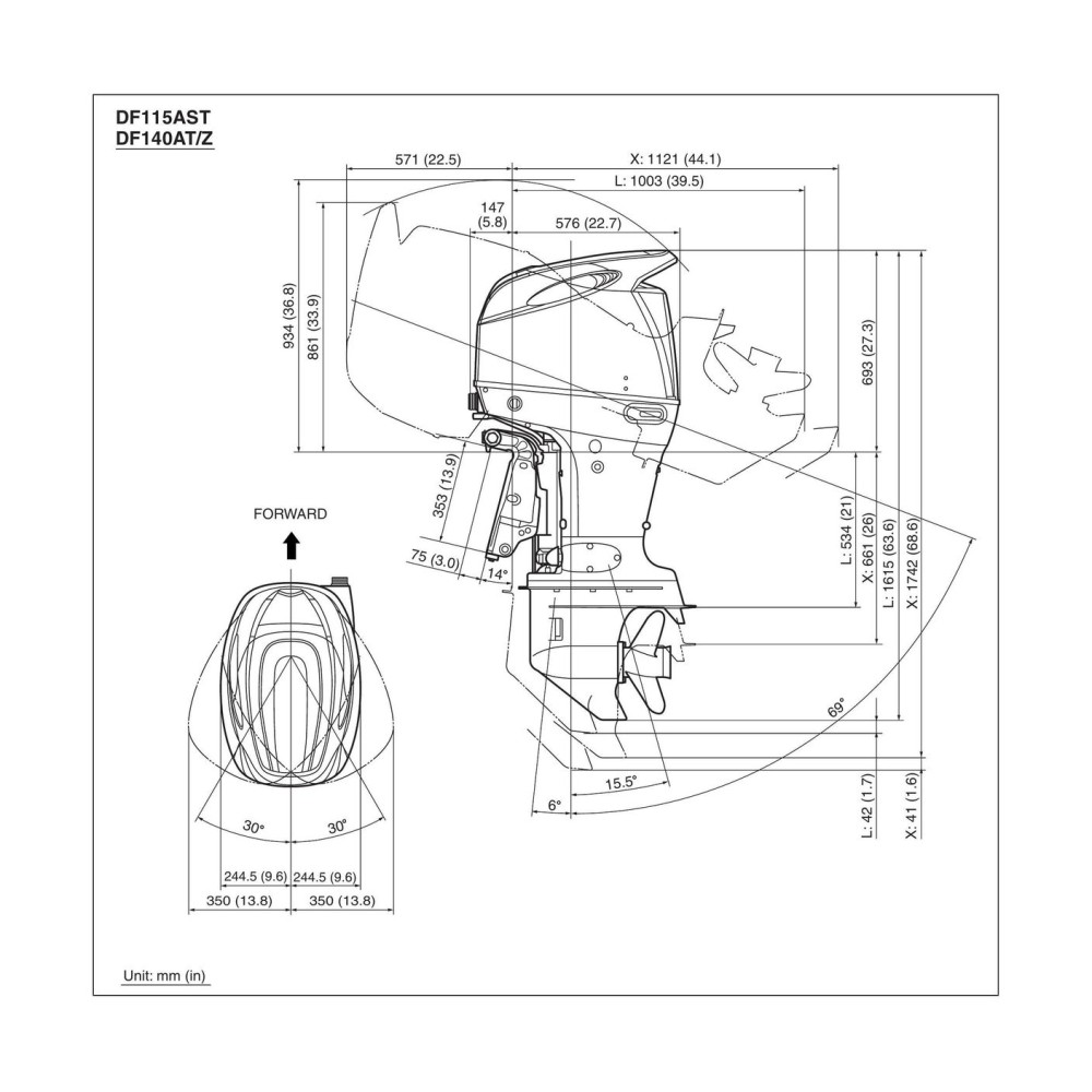 4х-тактный лодочный мотор SUZUKI DF 140 ATX
